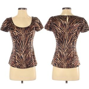 WHBM animal print tiger silk blouse size 0 EUC